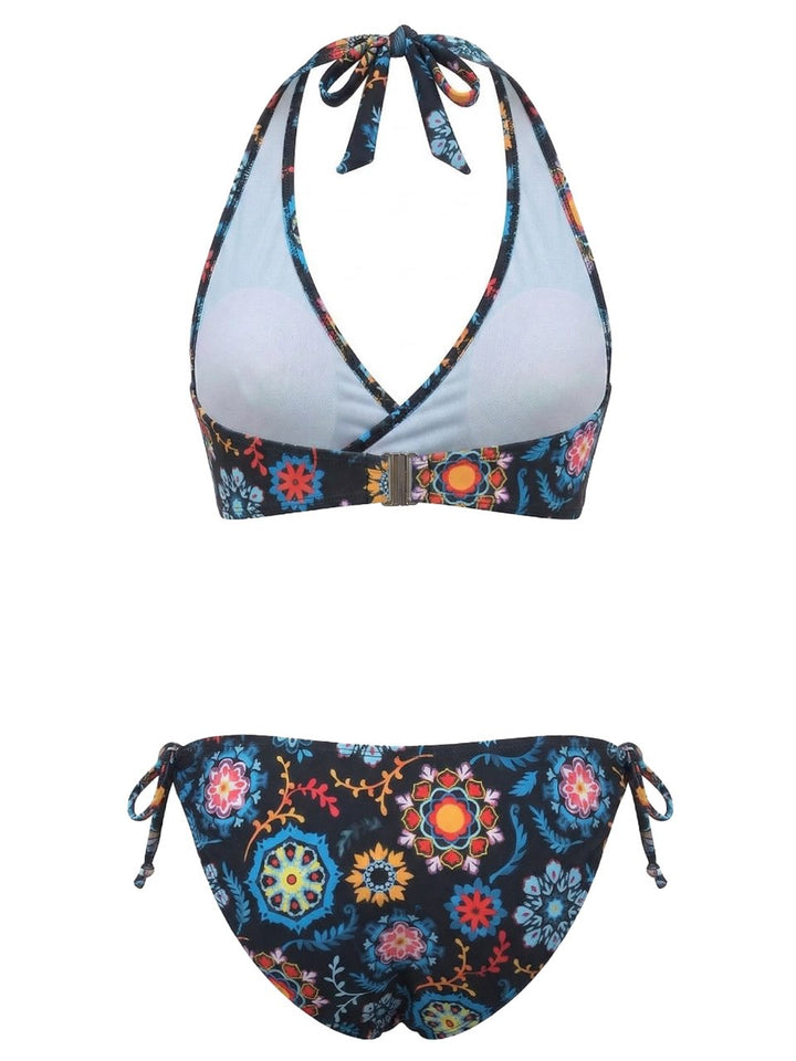 1940s Floral Print Halter Tankini Set - vintage fashion, retro style