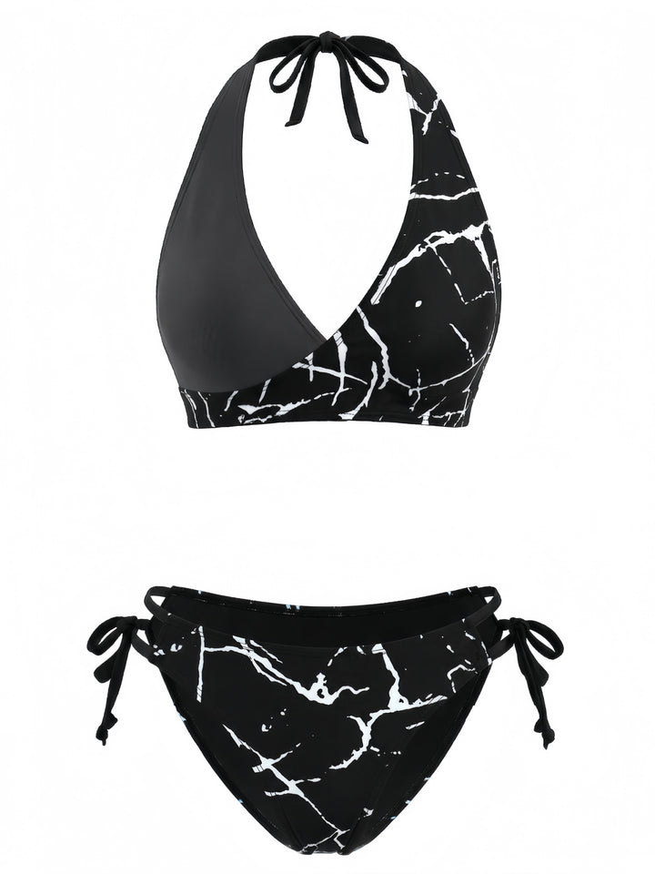 1940s Floral Print Halter Tankini Set - vintage fashion, retro style
