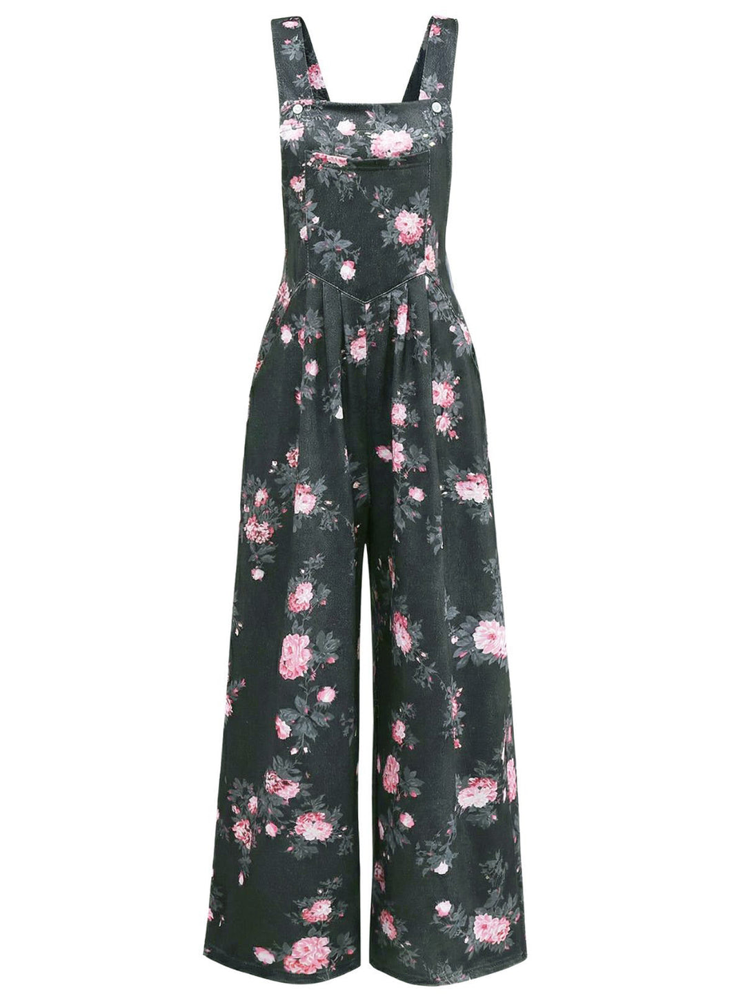 1940s Floral Print Wide-Legged Jumpsuit - vintage jumpsuit, retro fashion