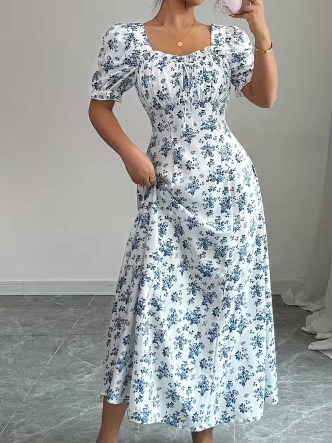 1940s Puff Sleeve Ruffle Dress 5