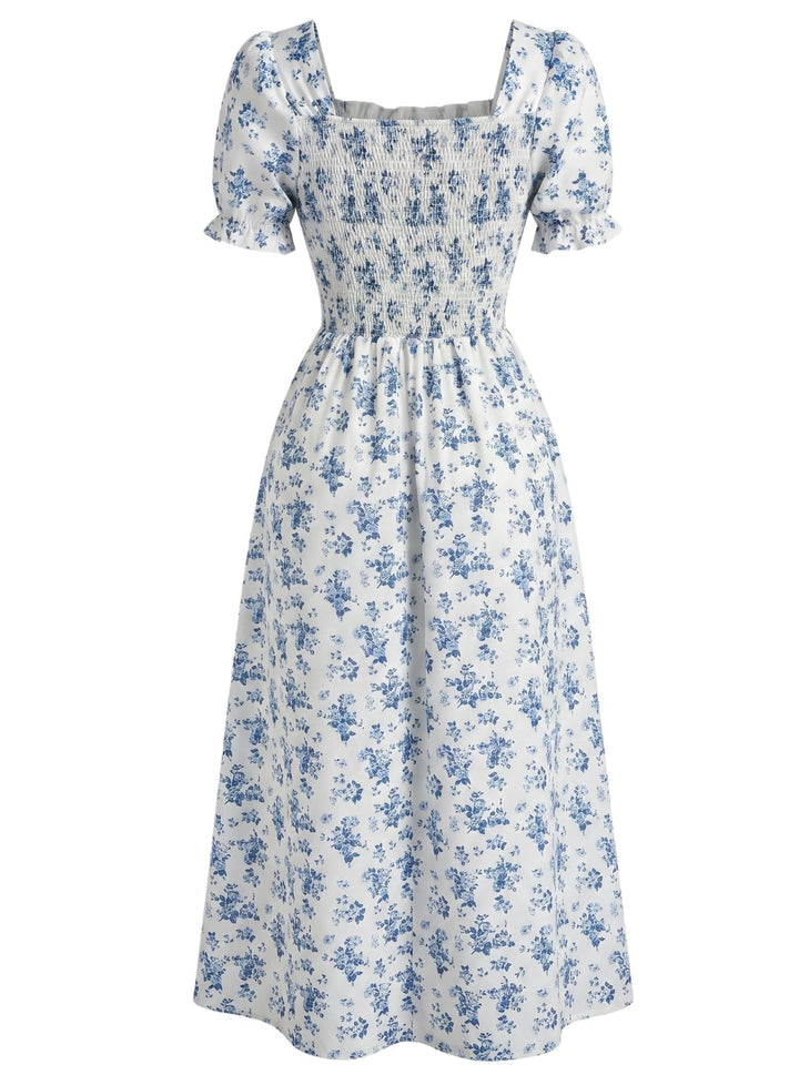 1940s Puff Sleeve Ruffle Dress 3