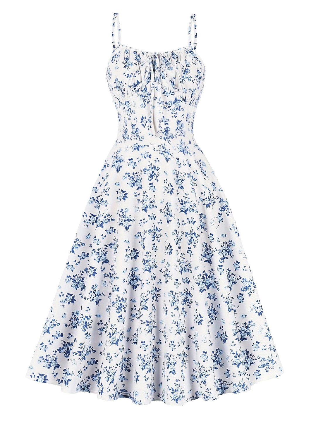 1940s Floral Spaghetti Strap Dress 6