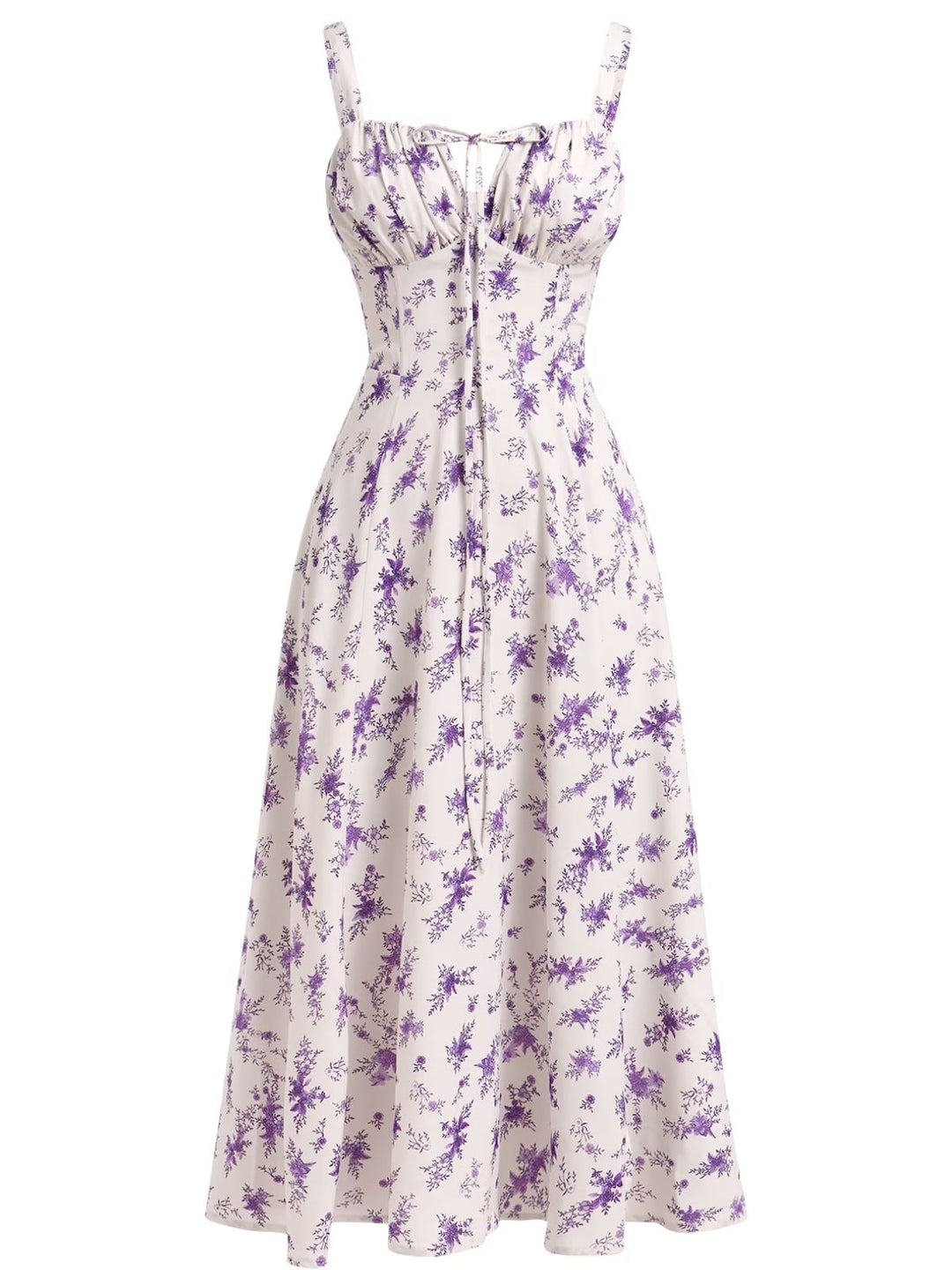 1940s Floral Spaghetti Strap Tie-Front Chiffon A-Line Dress - vintage dress, retro fashion, floral print for vintage lovers