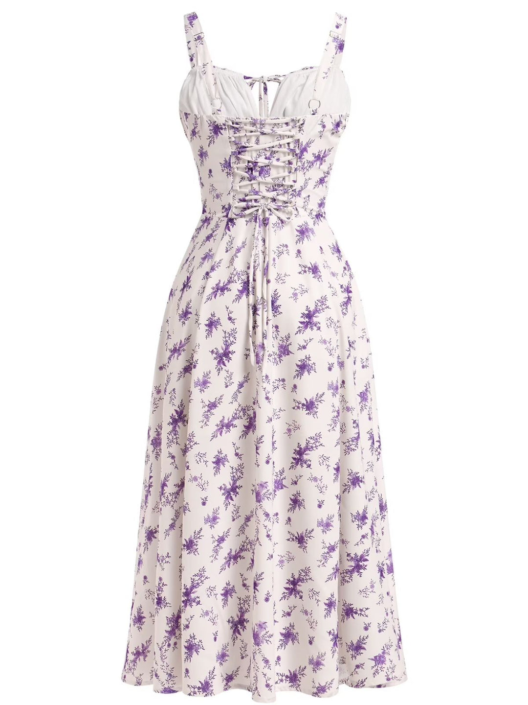 1940s Floral Spaghetti Strap Tie-Front Chiffon A-Line Dress - vintage dress, retro fashion, floral print for vintage lovers