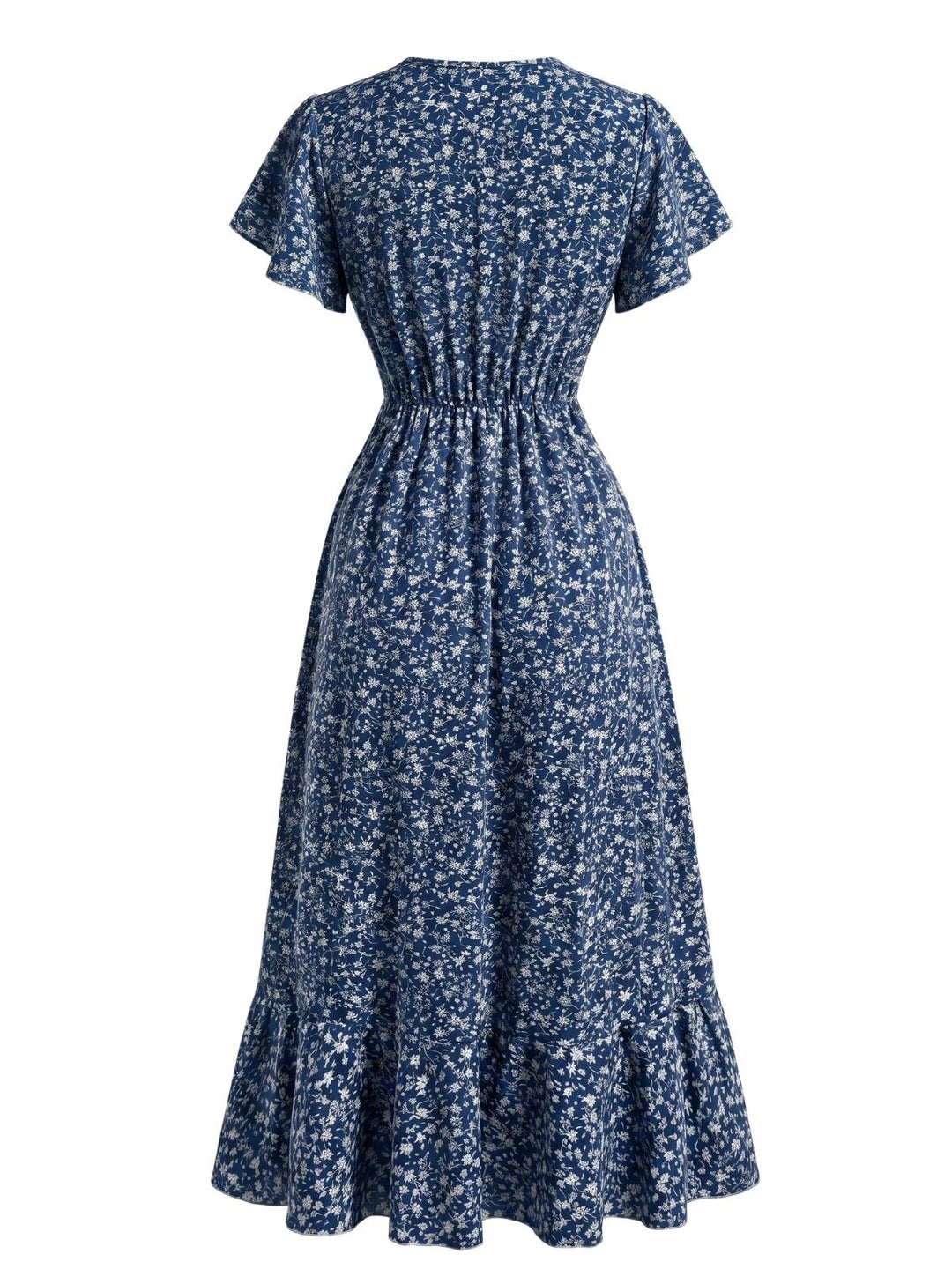 1940s Floral Tie V-Neck Maxi Dress, vintage dress, retro fashion, floral print - perfect for women who love vintage and retro fashion