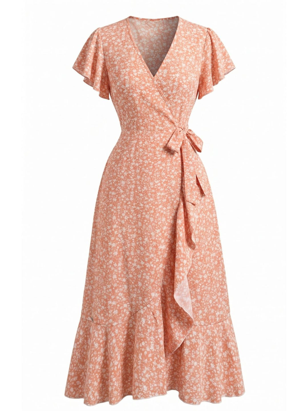 1940s Floral Tie V-Neck Maxi Dress, vintage dress, retro fashion, floral print - perfect for women who love vintage and retro fashion