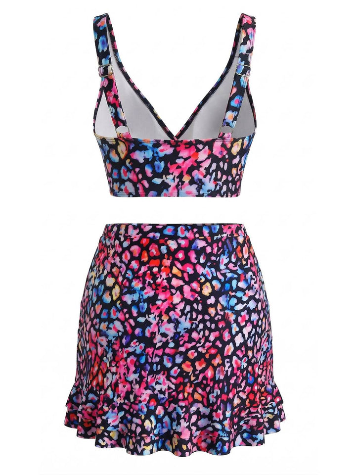 Floral-Twist-Front-Bikini-Set-Ruffled-Cover-Up, vintage, retro, swimwear