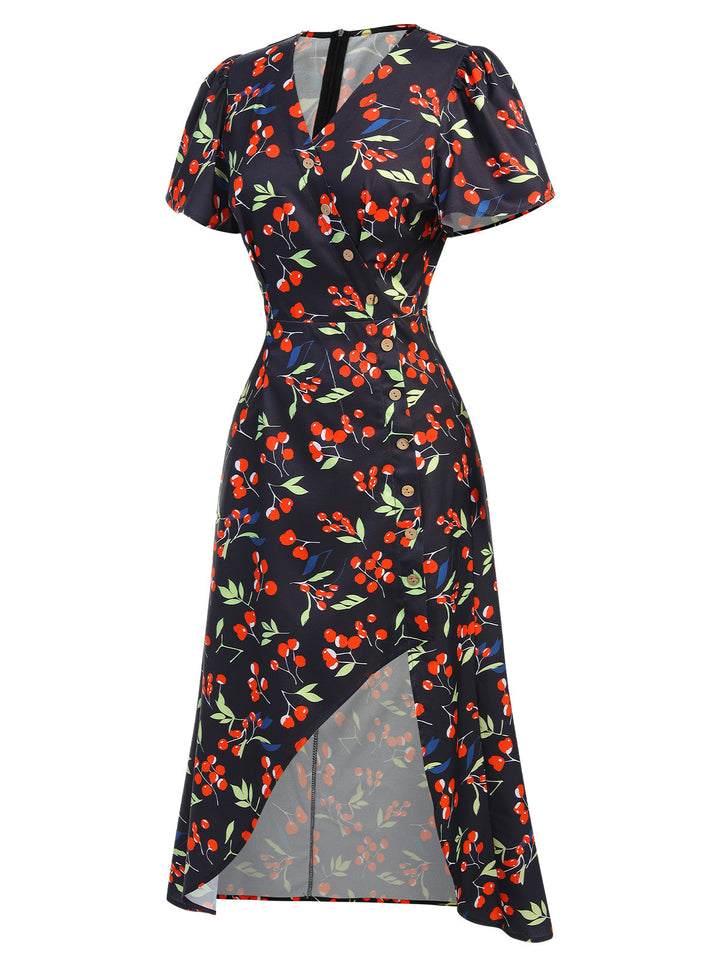 1940s Floral VNeck Added Button | 1940s | vintage dress, retro fashion