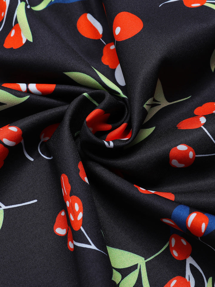 Red 1940s Floral V-Neck Added Button Dress, vintage dress, retro fashion, floral print - perfect for women who love vintage and retro fashion