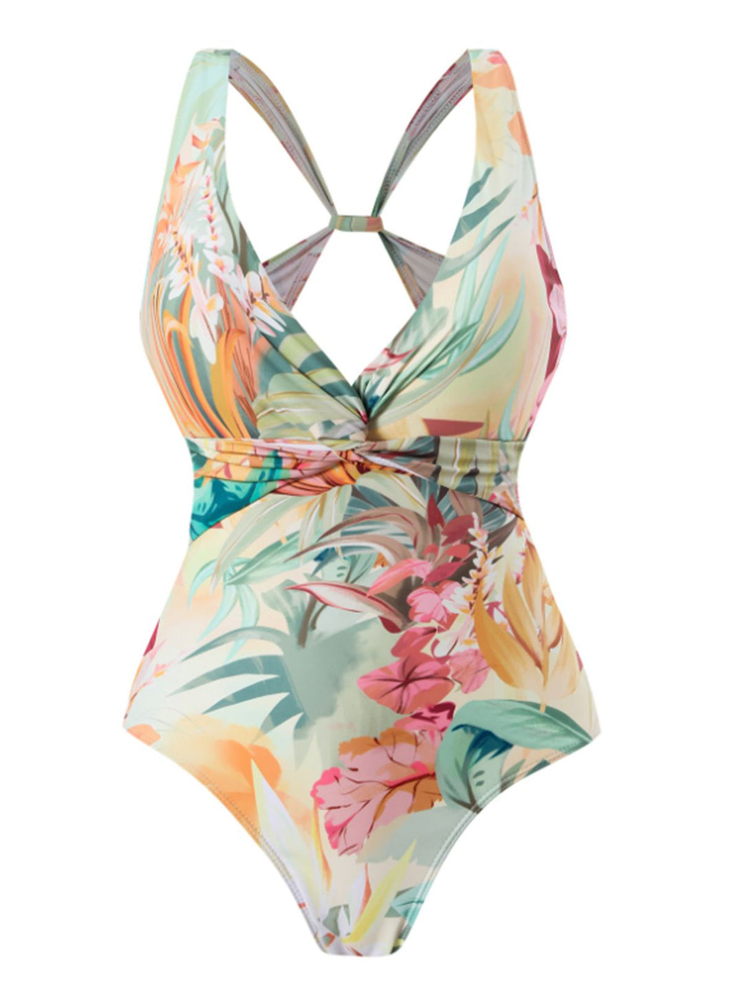 1940s Floral V-Neck Tie-Waist Swimsuit, vintage swimsuit, pin-up swimwear - perfect for women who love vintage and retro fashion