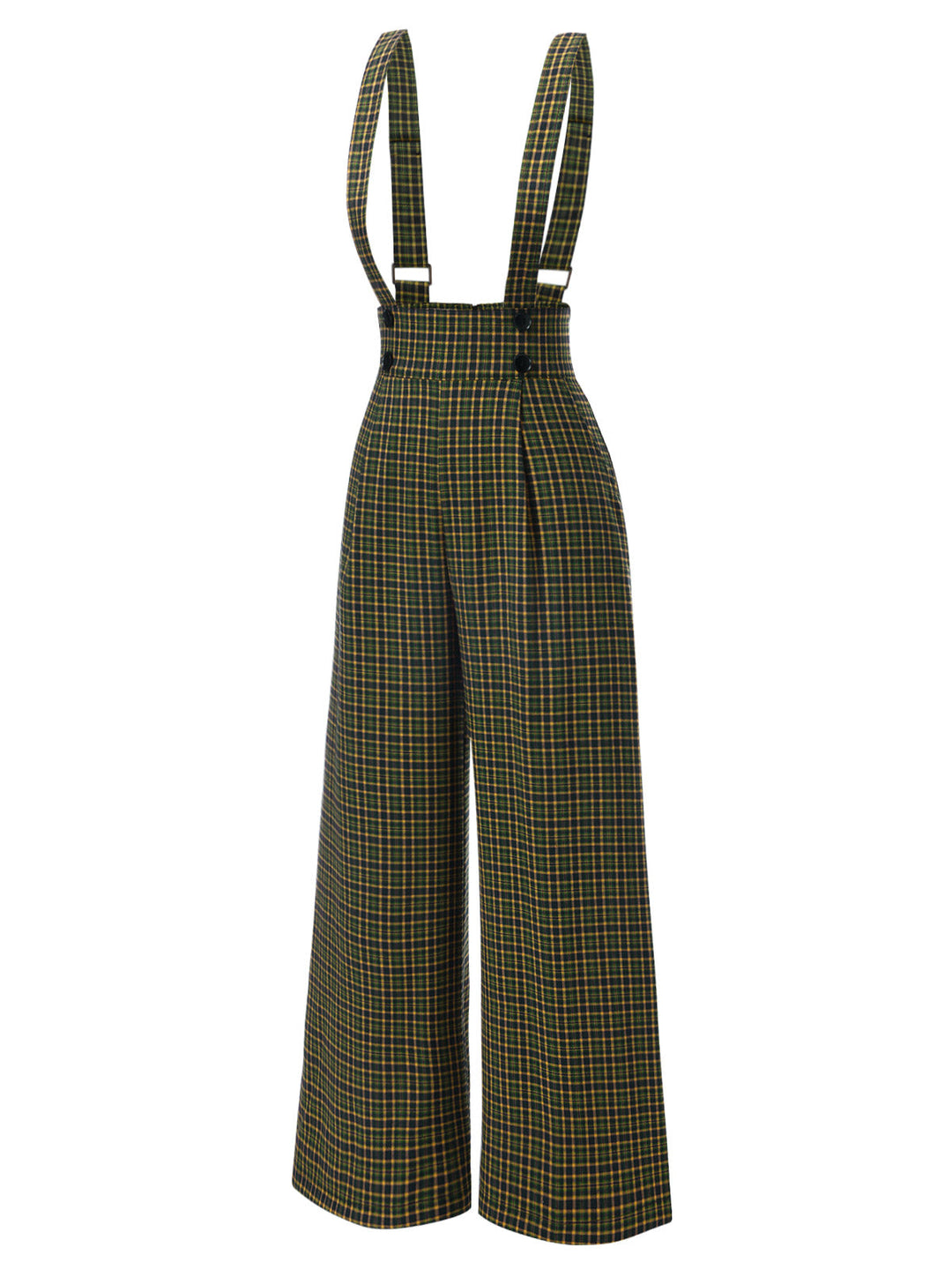 1940s Glen Plaid Buttoned Overall Pants — 1940s confidence tailored for her stride