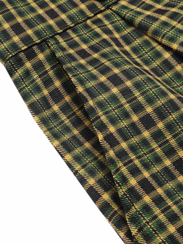 These 1940s Glen Plaid Buttoned Overall Pants carry 1940s ambition in every seam