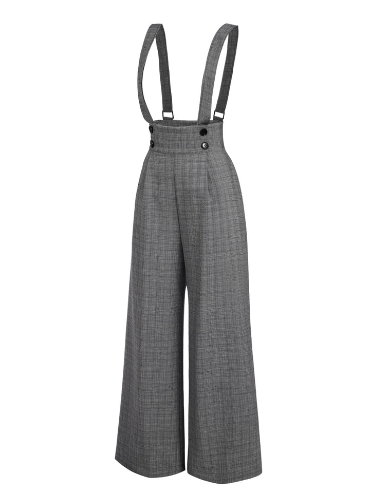 These 1940s Glen Plaid Buttoned Overall Pants carry 1940s ambition in every seam
