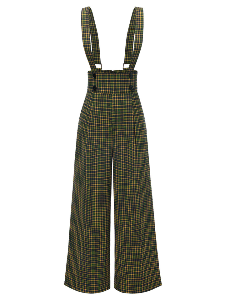 1940s Glen Plaid Buttoned Overall Pants — 1940s style for the woman going places