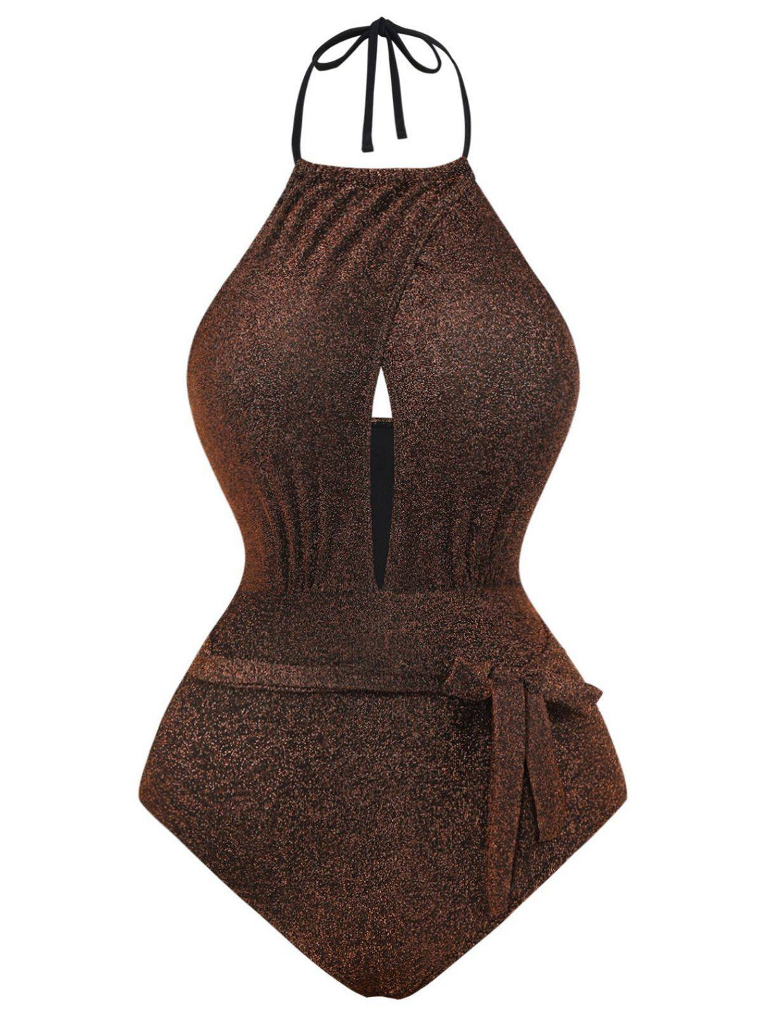 1940s Glitter Halter Cutout Bow One-Piece Swimsuit - vintage swimsuit, pin-up style