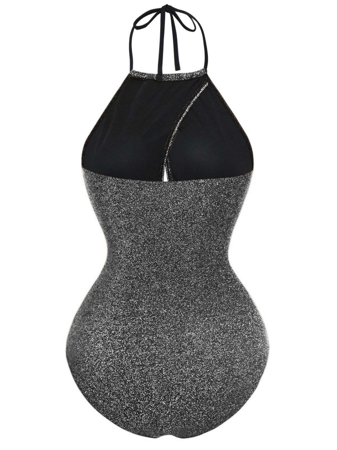 1940s Glitter Halter Cutout Bow One-Piece Swimsuit - vintage swimsuit, pin-up style