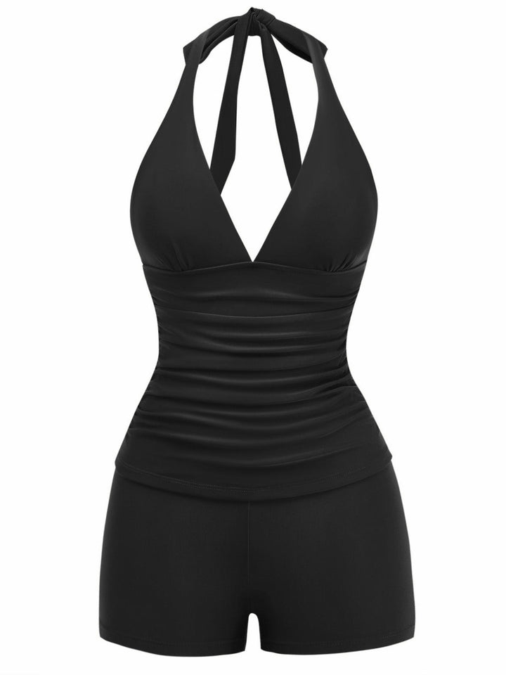 Halter Boy Short Tankini Set - vintage fashion, retro style for vintage lovers