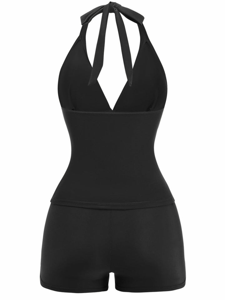 Halter Boy Short Tankini Set - vintage fashion, retro style for vintage lovers