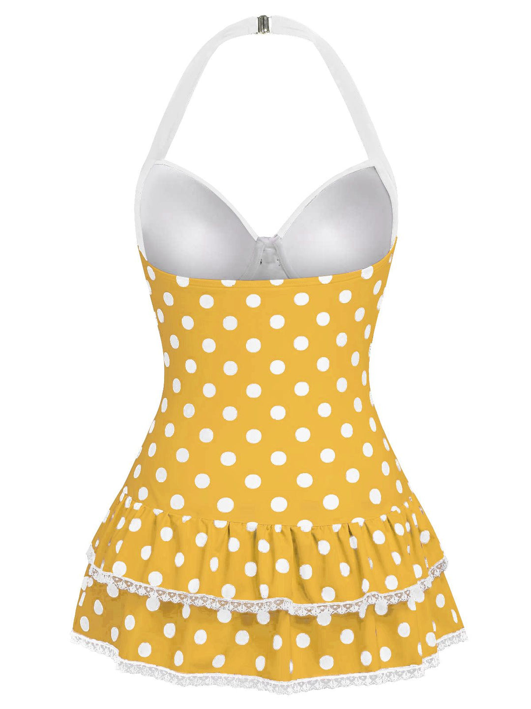 Halter Dot Bow One-Piece Swimsuit - vintage swimwear, retro swimsuit, style for vintage lovers