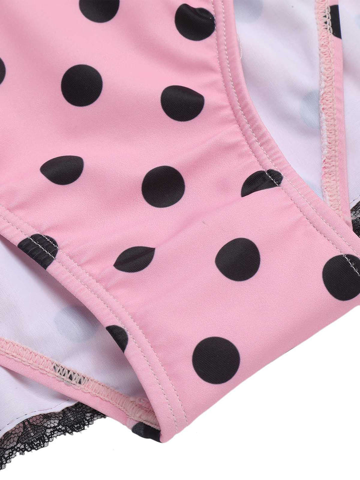 Halter Dot Bow One-Piece Swimsuit | vintage swimwear, retro swimsuit, style - perfect for retro fashion enthusiasts