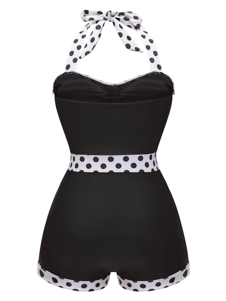 1940s Halter Patchwork One-piece Swimsuit: timeless style reimagined