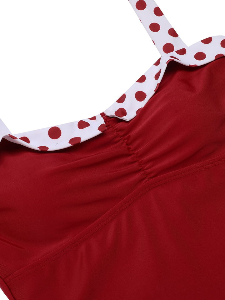 1940s Halter Patchwork One-piece Swimsuit: 1940s Riviera elegance, reimagined for her