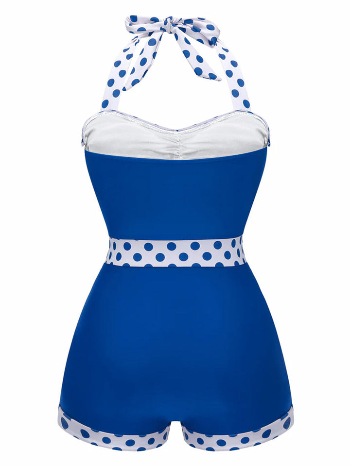 1940s Halter Patchwork One-piece Swimsuit: timeless style reimagined