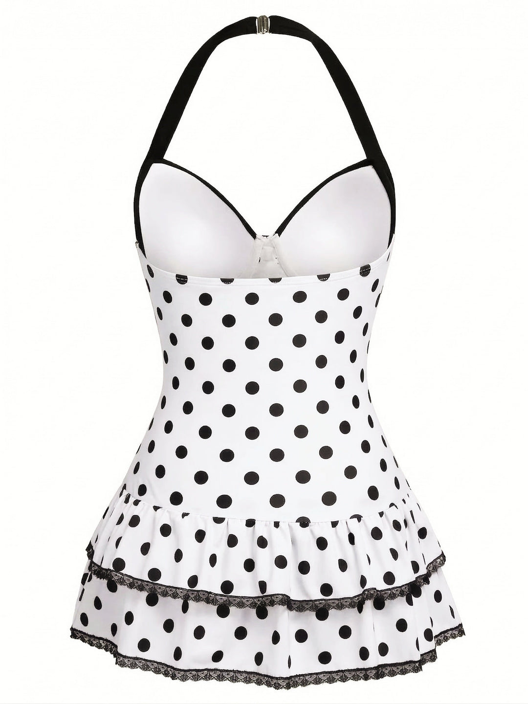 Halter Polka Dots Bow One-Piece Swimsuit: beautiful vintage swimwear, retro swimsuit, style with timeless appeal
