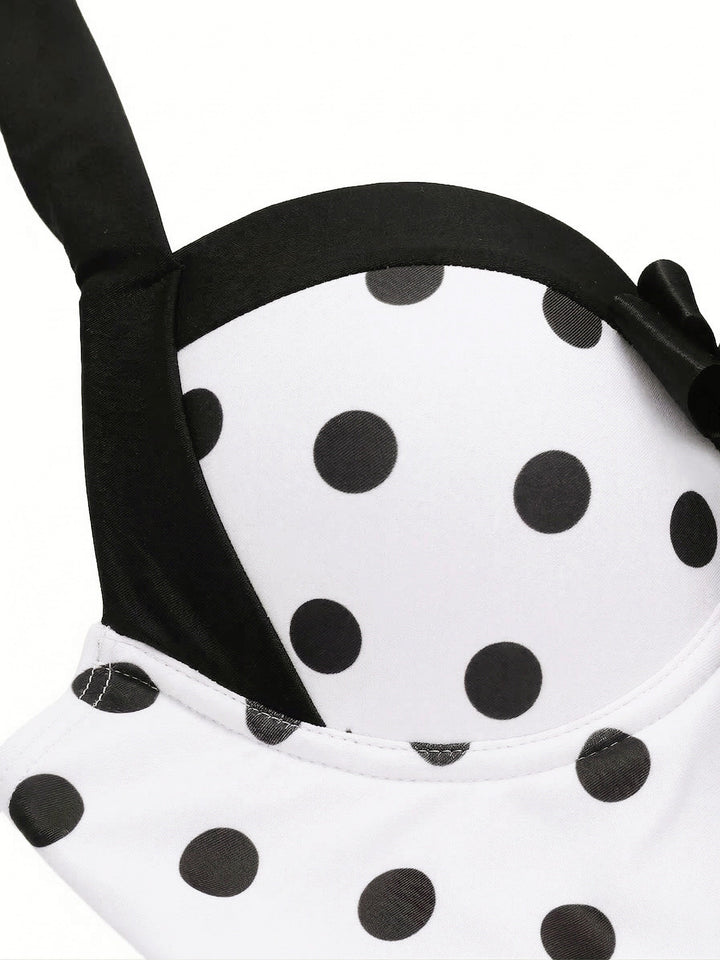 Halter Polka Dots Bow One-Piece Swimsuit | vintage swimwear, retro swimsuit, style - perfect for retro fashion enthusiasts