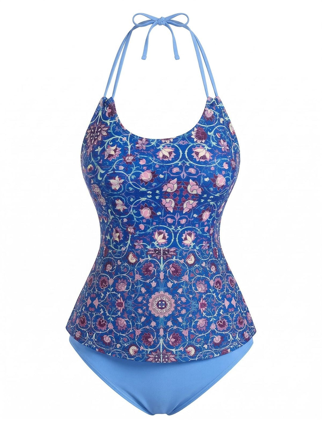 1940s Halter Retro Floral Prints Tankini Set - vintage fashion, retro style