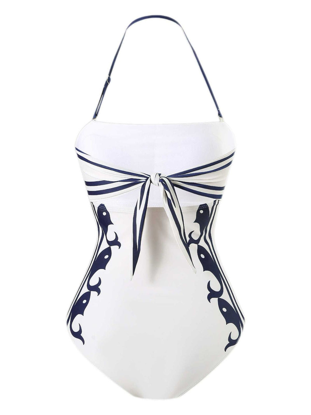 1940s Halter Swimsuit &amp; Sailor-Stripe Shorts Set - vintage swimsuit, pin-up style