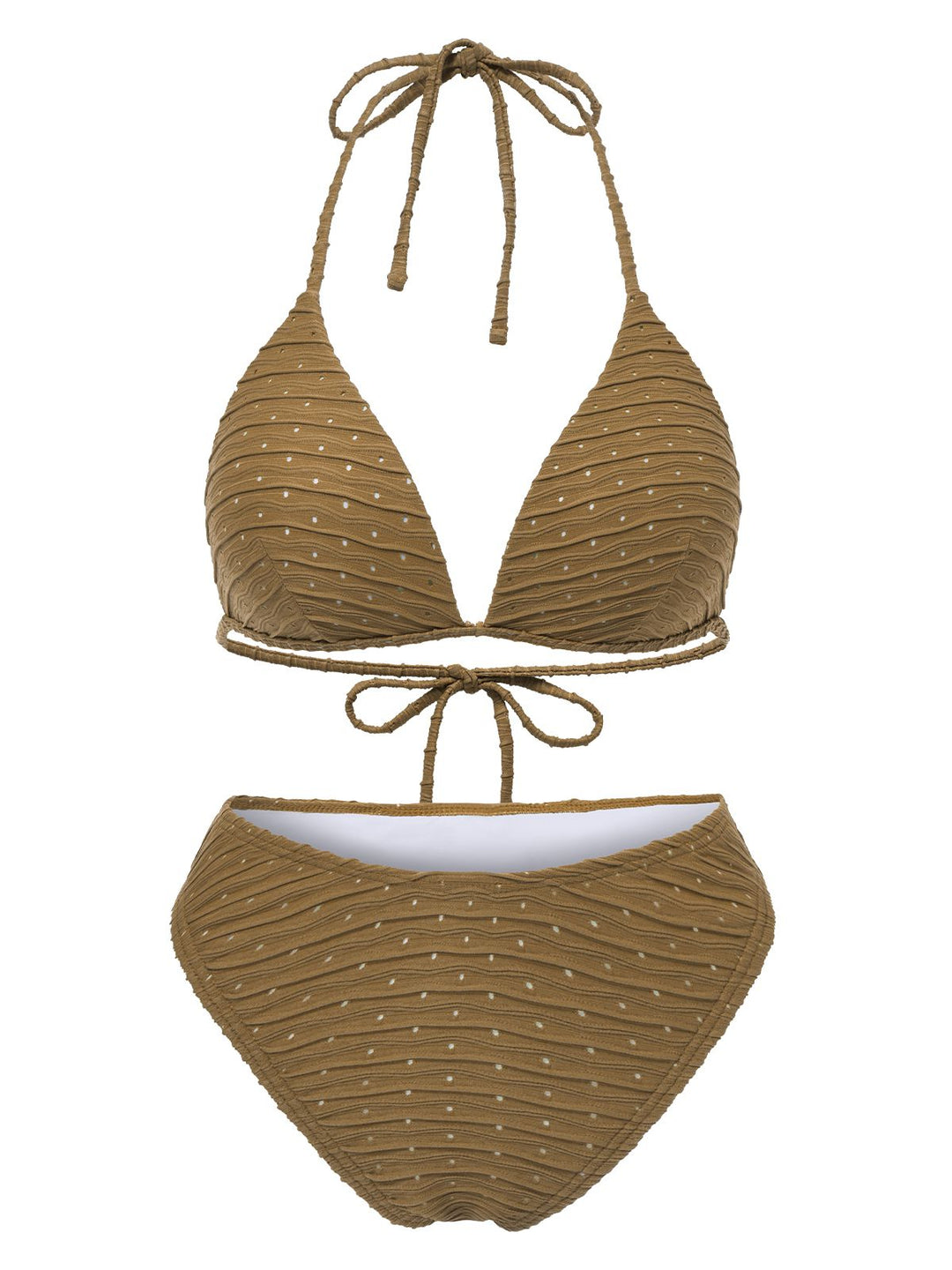 1940s Halter Textured Solid Bikini Set &amp; Cover-Up: