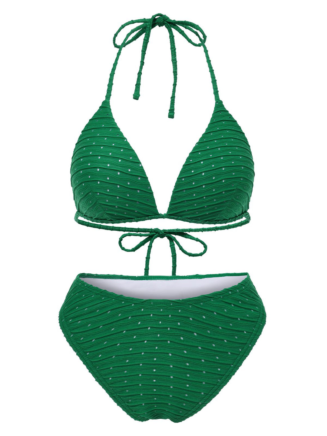 1940s Halter Textured Solid Bikini Set &amp; Cover-Up: