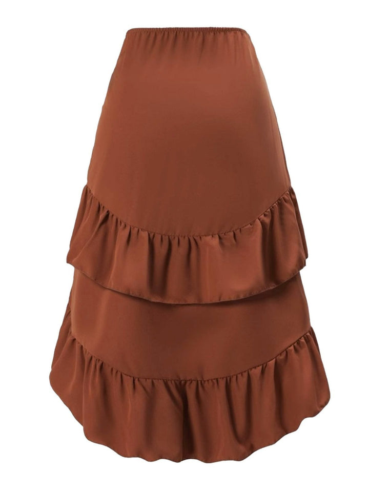 1940s High-Waist Paneled Ruffle Hem Skirt - vintage skirt, retro style