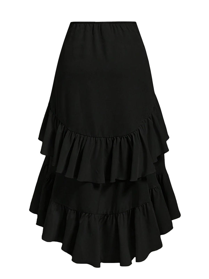 1940s High-Waist Paneled Ruffle Hem Skirt - vintage skirt, retro style