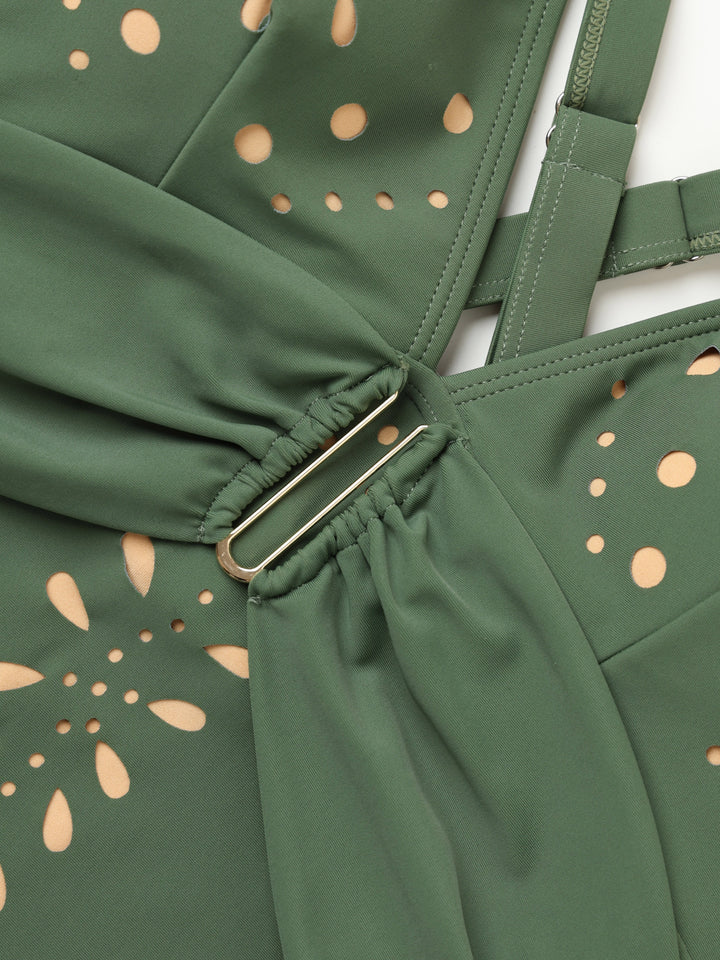 1940s Hollow Out Metal Buckle One-Piece Swimsuit 10