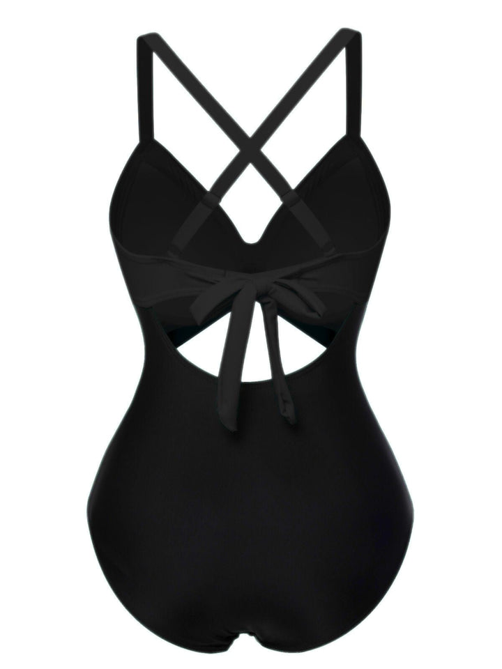&amp; 1940s Hollow Waist Patchwork Swimsuit — 1940s poolside glamour meets sun-drenched confidence