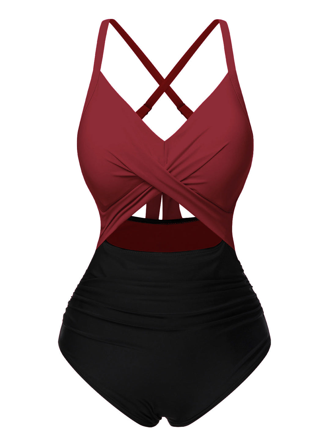 &amp; 1940s Hollow Waist Patchwork Swimsuit — 1940s poolside glamour meets sun-drenched confidence