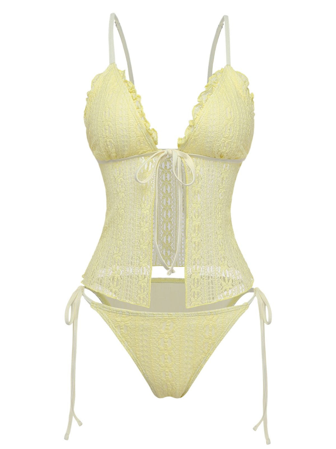 1940s Lace Knit Double-Layer Fabric Tankini Set - vintage fashion, retro style
