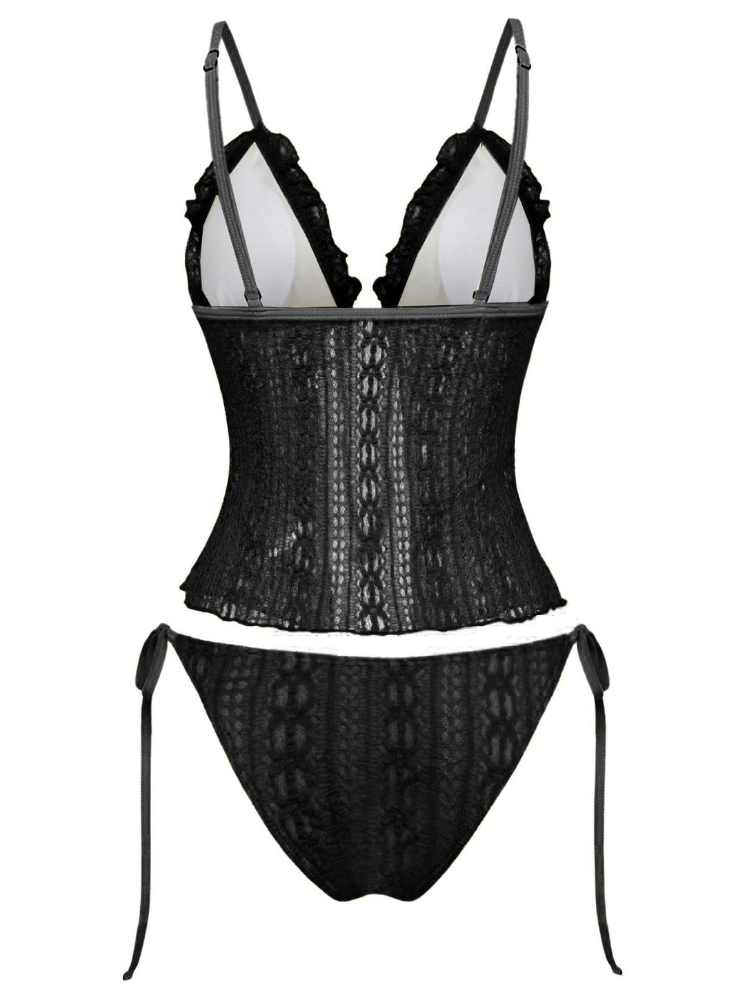 1940s Lace Knit Double-Layer Fabric Tankini Set - vintage fashion, retro style