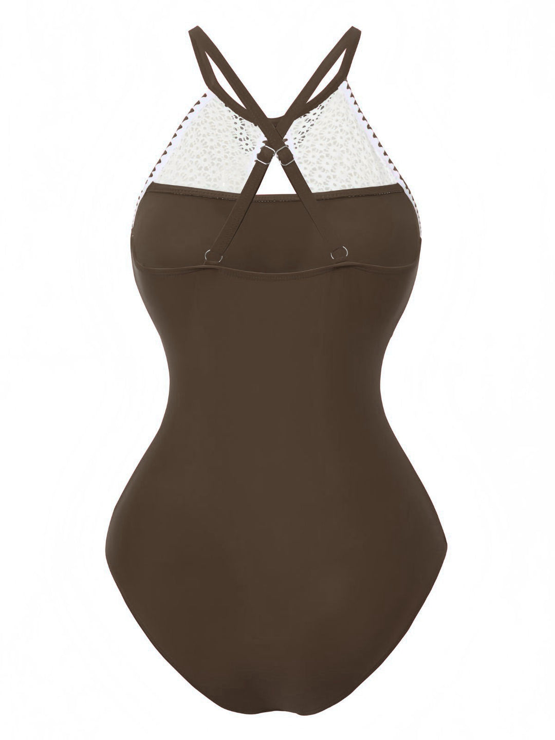 1940s Lace Patchwork Halter One-Piece Swimsuit: beautiful vintage swimwear, retro swimsuit, pin-up style with timeless appeal