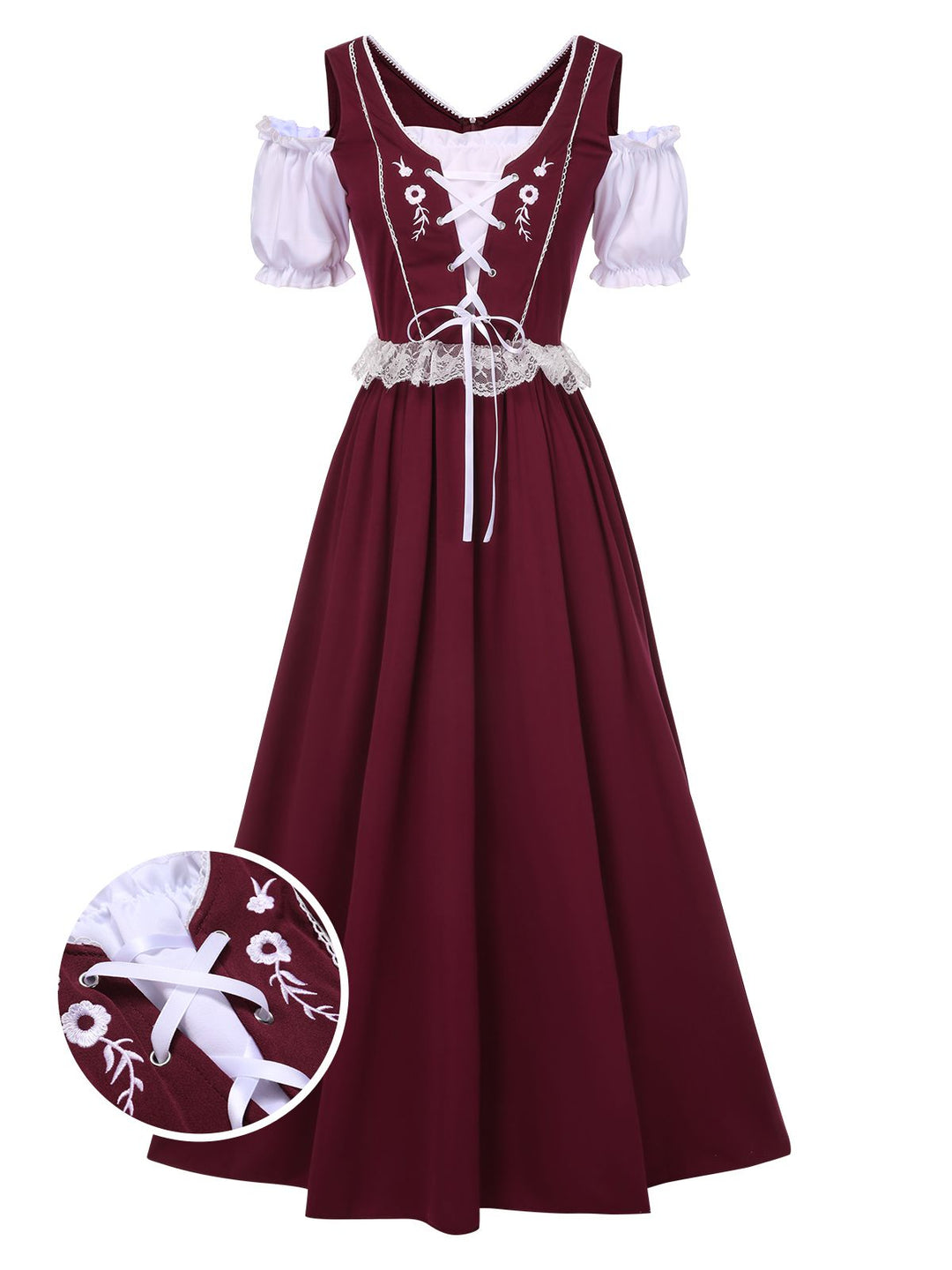 1940s Lace Puff Patchwork Dress &amp; Ribbon, vintage dress, retro fashion, lace detail - perfect for women who love vintage and retro fashion