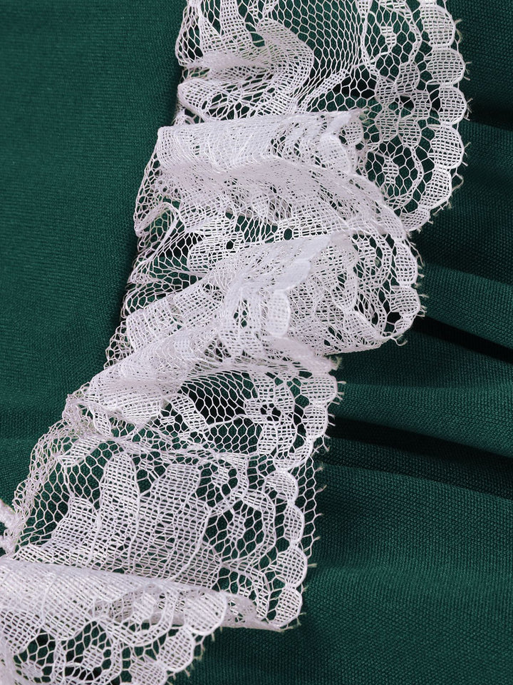 1940s Lace Puff Patchwork Dress &amp; Ribbon, vintage dress, retro fashion, lace detail - perfect for women who love vintage and retro fashion