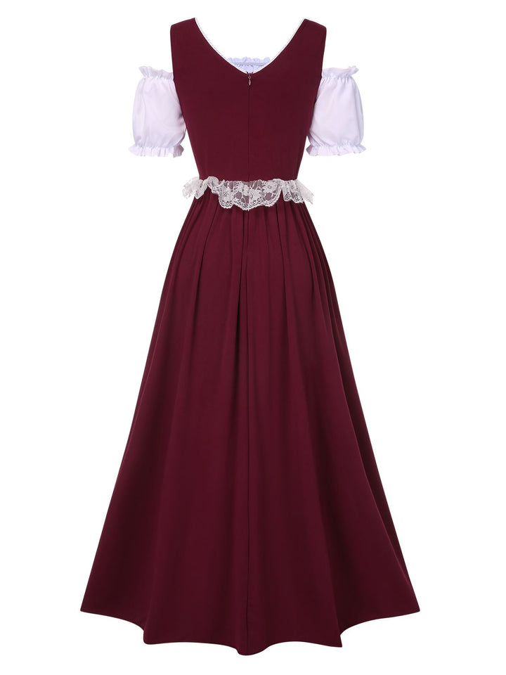 1940s Lace Puff Patchwork Dress &amp; Ribbon, vintage dress, retro fashion, lace detail - perfect for women who love vintage and retro fashion