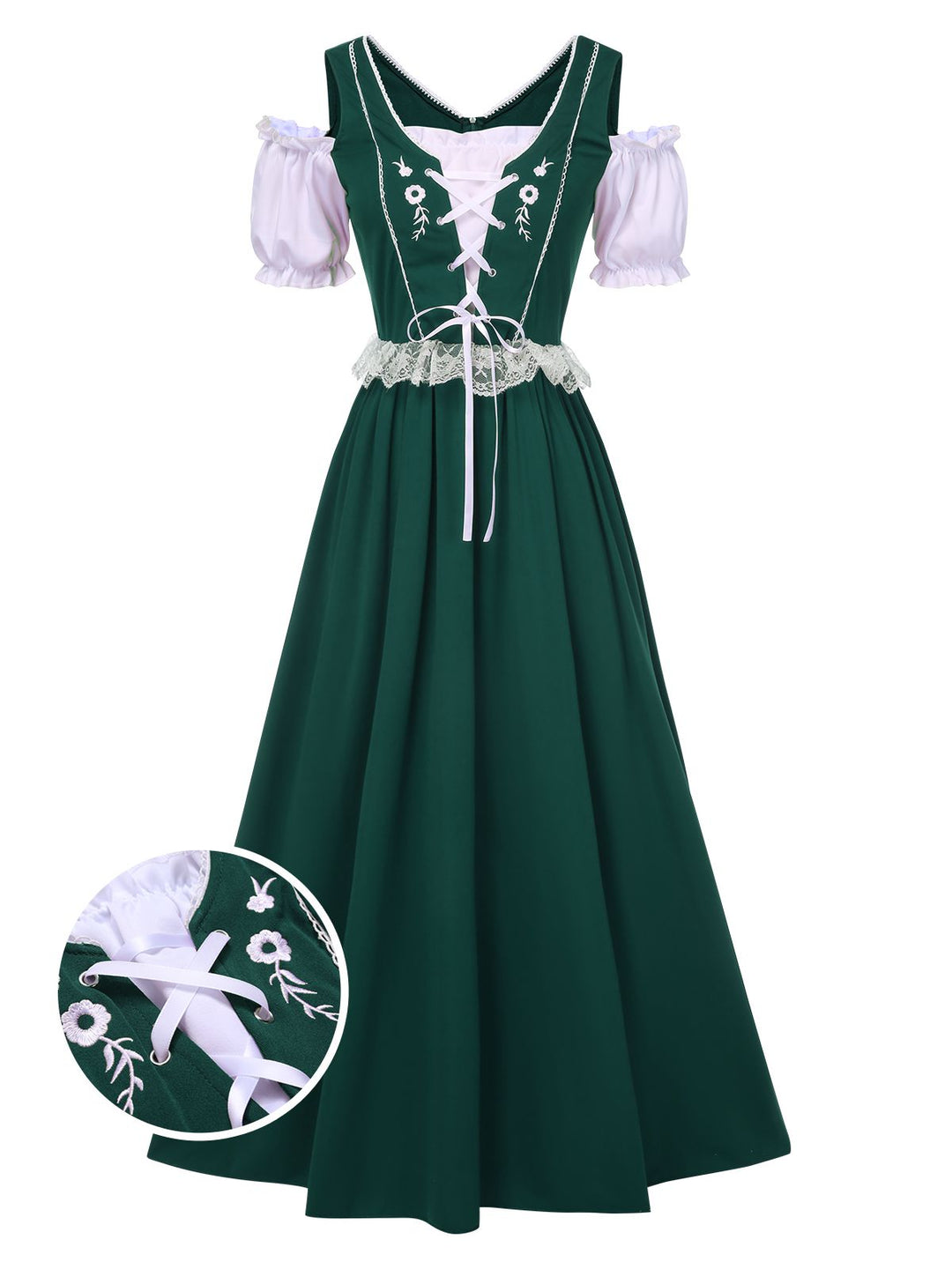 1940s Lace Puff Patchwork Dress &amp; Ribbon, vintage dress, retro fashion, lace detail - perfect for women who love vintage and retro fashion