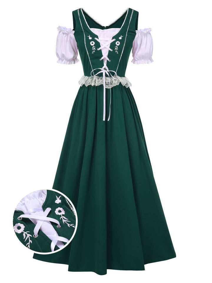 1940s Lace Puff Patchwork Dress &amp; Ribbon, vintage dress, retro fashion, lace detail - perfect for women who love vintage and retro fashion
