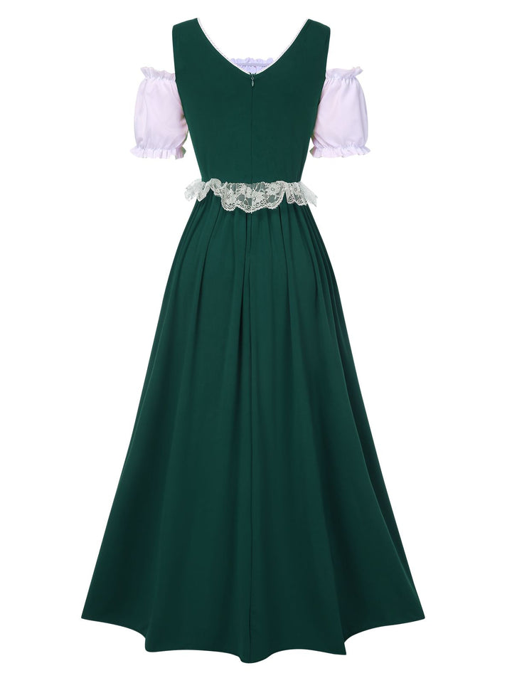 1940s Lace Puff Patchwork Dress &amp; Ribbon, vintage dress, retro fashion, lace detail - perfect for women who love vintage and retro fashion