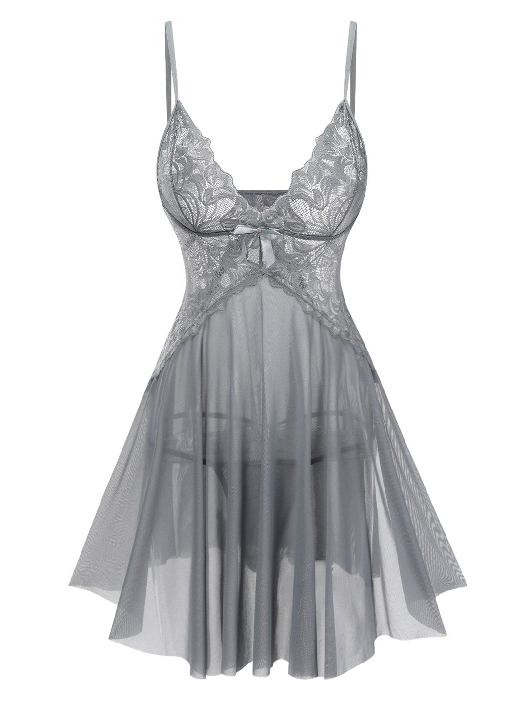 She slips into this Lace Suspender Sheer Nightgown and suddenly it's a daydream