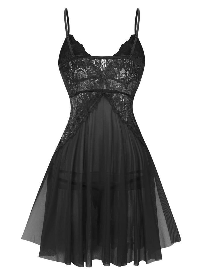 Lace Suspender Sheer Nightgown | | vintage dress, retro fashion