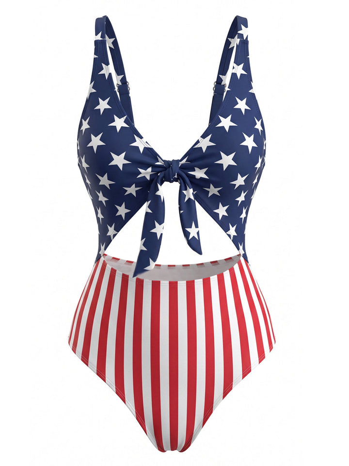 Lace-Up Stars &amp; Stripes Swimsuit - vintage swimsuit, swimwear for vintage lovers